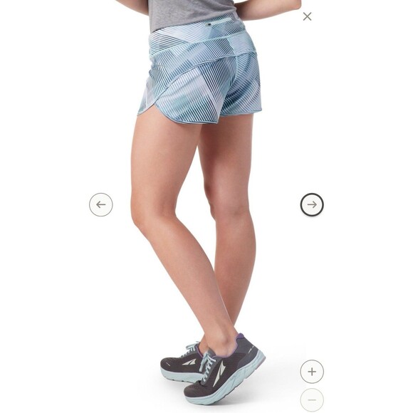 Smartwool Womens M Active Lined Shorts Bleached Aqua Mountain Plaid Running Gym‎ - Picture 2 of 10